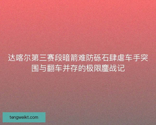 达喀尔第三赛段暗箭难防砾石肆虐车手突围与翻车并存的极限鏖战记